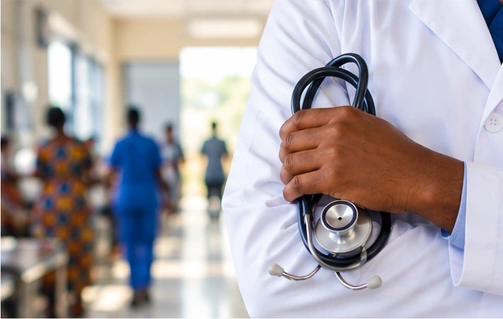 Healthcare professional holding a stethoscope