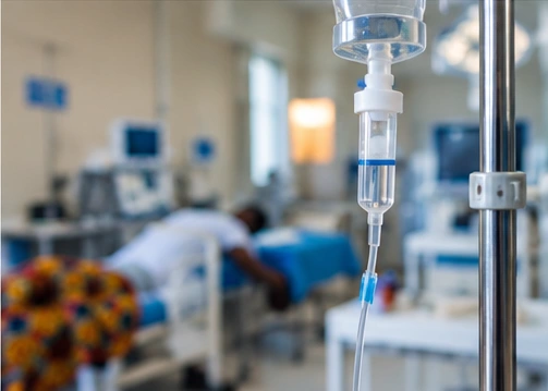 Intravenous infusion in a hospital ward